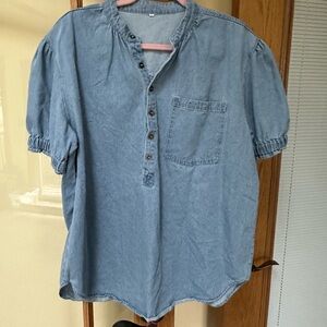 Blue Denim Button-Up Shirt